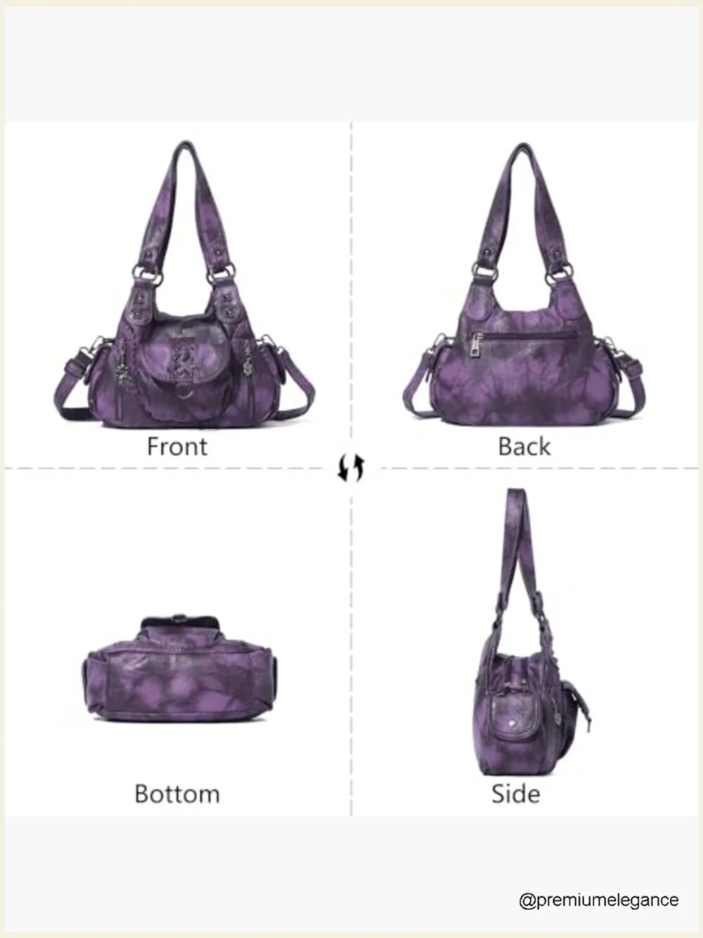 Small Hobo Shoulder Crossbody Bag Vegan Leather Multi-Pocket Tote